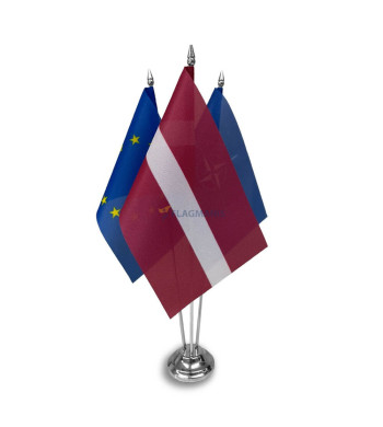 Trīsvietīgs metāla galda karogu statīvs SILVER