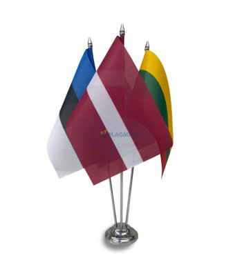 Četrvietīgs metāla galda karogu statīvs SILVER