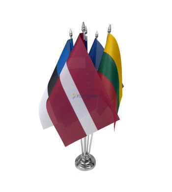 Piecvietīgs metāla galda karogu statīvs SILVER