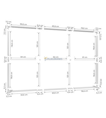 Mobilais gaismas stends Flagman Pro Black, 285 x 250 cm